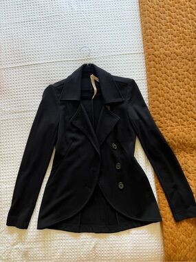 Black Women's Double-Breasted KNIT Tailored Jacket